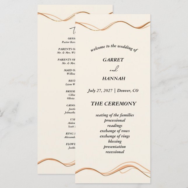 Programa de Casamento Moderno Elegante (Frente/Verso)