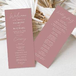 Programa de Casamento Moderno em Script Rosa Empoe