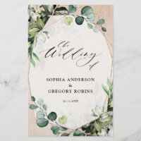 Programa de Casamento Moderno Eucalyptus Sage Gree