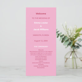 Programa de Casamento Moderno Magenta Rosa