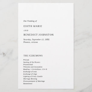 Programa de Casamento Moderno Minimalista Preto e