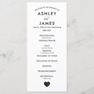 Programa de Casamento Moderno para Cerimônia, com