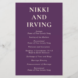 Programa de Casamento Moderno Purple Bold Fonts