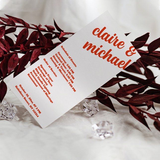 Programa de Casamento Moderno Simples Retro Minima (Retro Simple Modern Wedding Program)