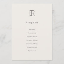 Programa de Casamento Monograma Minimalista Modern