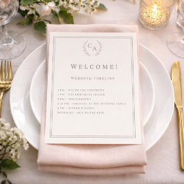 Programa de casamento monogramado em marfim