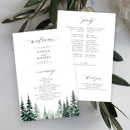 Programa de casamento na floresta de pinheiros da