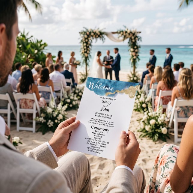 Programa de Casamento na Praia do Oceano Tropical  (Watercolor program for your special day. Scroll down to browse the other items in our collection.)