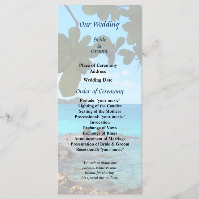 Programa de Casamento na Praia Peaceful em St. Tho (Frente)
