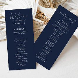 Programa de Casamento Navy com Letra Moderna