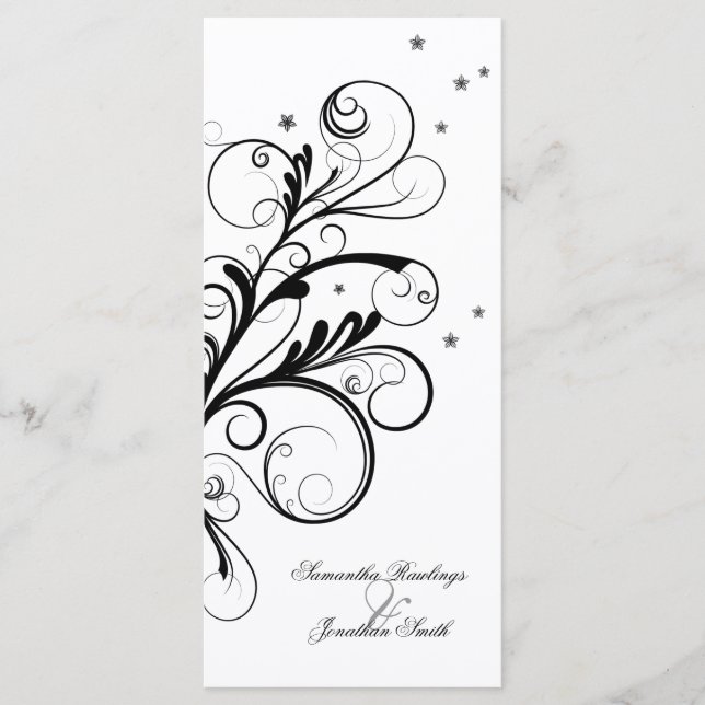 Programa de Casamento - Negra Branca Floral Elegan (Frente)