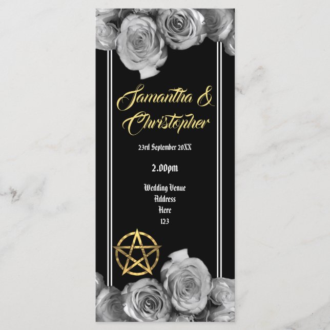 Programa de casamento negro do pentáculo do Wiccan (Frente)