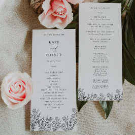 Programa de Casamento Negro e Branco Floral Modern