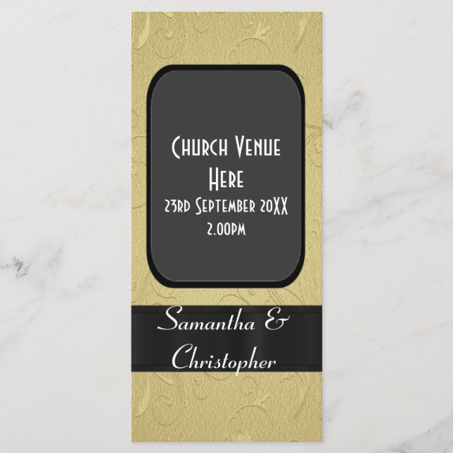 Programa de casamento negro e ouro (Frente)