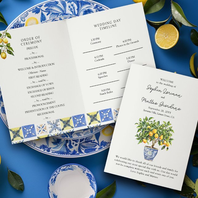 Programa de Casamento no Campo Italiano com Jardim (Wedding Ceremony + Order of Events Program from the Lemon Grove Wedding Collection by Darling & May)