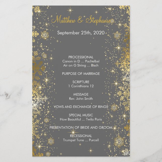 Programa de casamento no inverno elegante Flyer de (Frente)