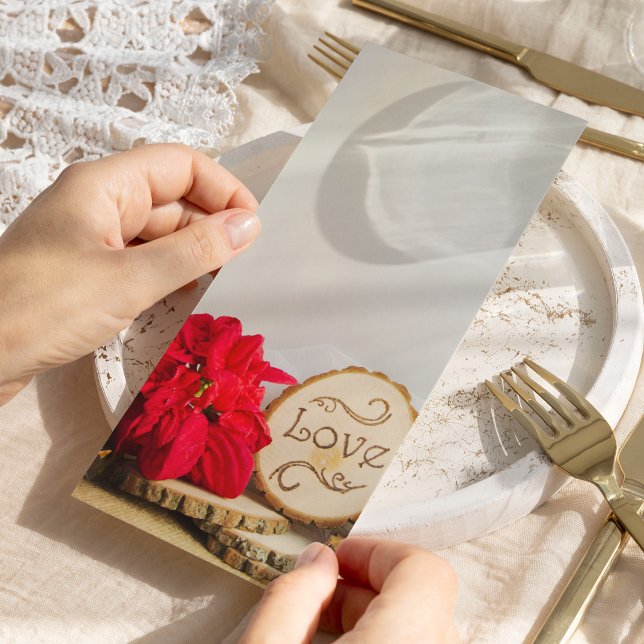 Programa de Casamento no inverno Rustic Red Poinse (Set the tone for your winter woodland marriage ceremony with this charming program.)