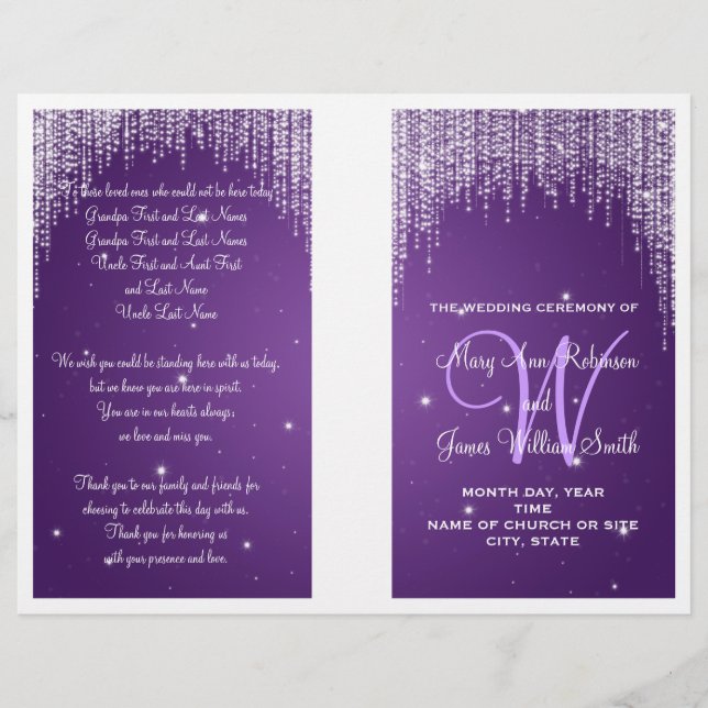 Programa de Casamento Noite Púrpura (Frente)