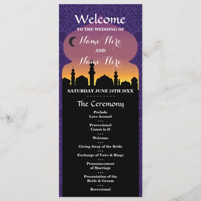 Programa de casamento Noites Árabes (Frente)