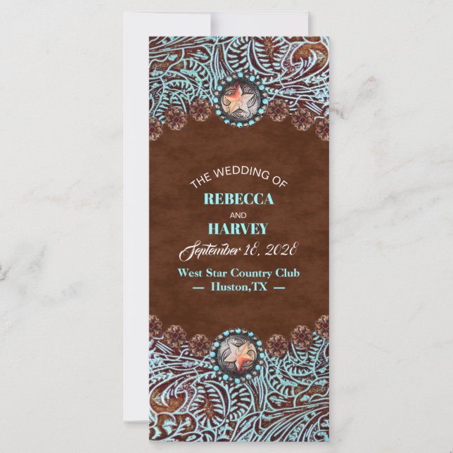 programa de casamento ocidental da turquesa marrom (Frente)