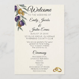 Programa de Casamento Oleícola Elegant Watercolor