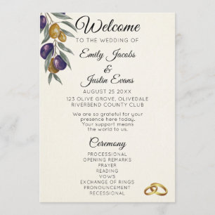 Programa de Casamento Oleícola Elegant Watercolor