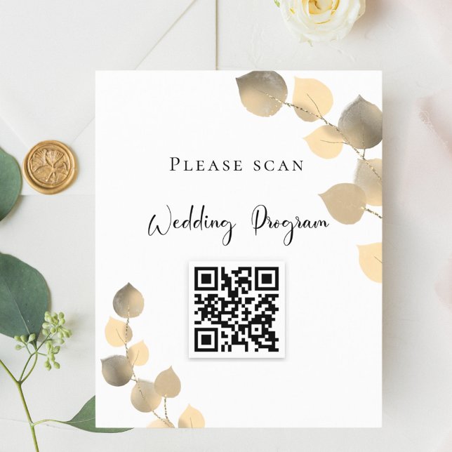 Programa de casamento ouro de código QR eucalyptus (Criador carregado)