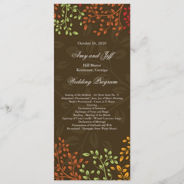Programa de Casamento outono Whimsical (Frente)
