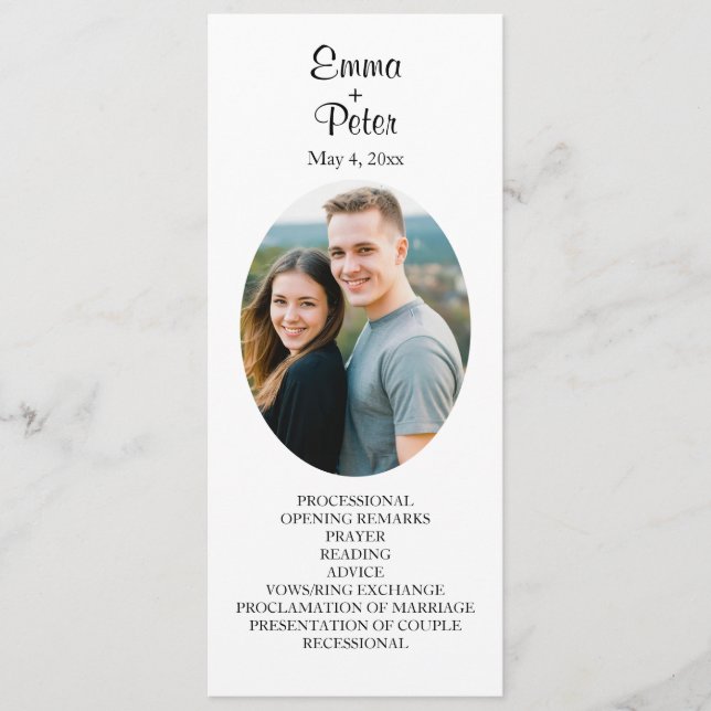 Programa de Casamento Oval Minimalista Plano (Frente)