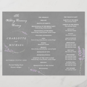 Programa de casamento para cinzas de lavanda