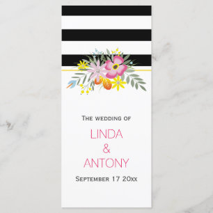 Programa de casamento para flores rosa das listras