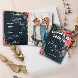 Programa de Casamento Peach Orange Floral