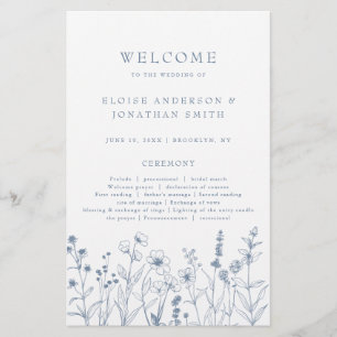 Programa de Casamento Periwinkle boho minimalista