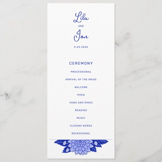 Programa de Casamento Personalizado Dahlia (Frente)