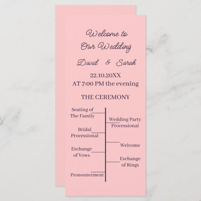 Programa de Casamento Personalizado de Pêssego Sim (Frente/Verso)