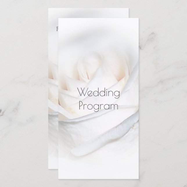 Programa de Casamento Personalizado de Rosa Branca (Frente/Verso)