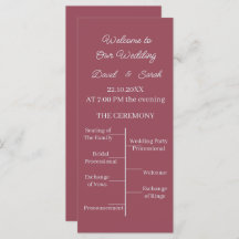 Programa de Casamento Personalizado Simples Maroon