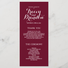 Programa de Casamento Personalizado Vermelho Simpl