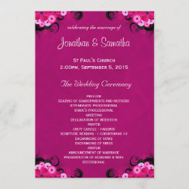 Programa de Casamento Plana Floral Dark Fuchsia Mo