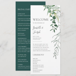 Programa de Casamento Plana Verde Escuro Suculento