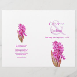 Programa de casamento plano cor-de-água-rosa-orquí
