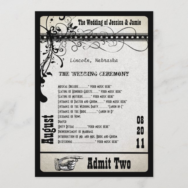 Programa de Casamento Playbill Metalizado Prata (Frente)