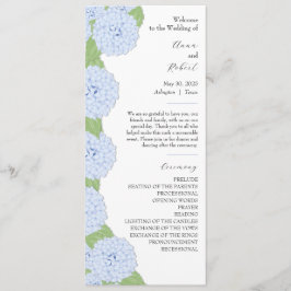 Programa de Casamento por Aquarela Azul Hydrangea