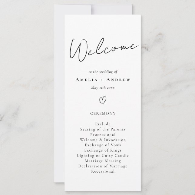 Programa de Casamento Preto e Branco com Roteiro M (Frente)