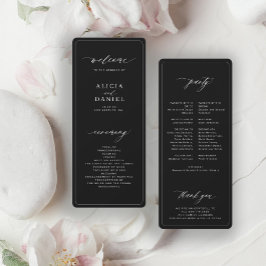 Programa de casamento preto minimalista moderno