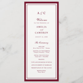 Programa de Casamento Quadro Burgundy Clássico Ele
