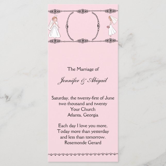 Programa de Casamento Romântico de Brides (Frente)