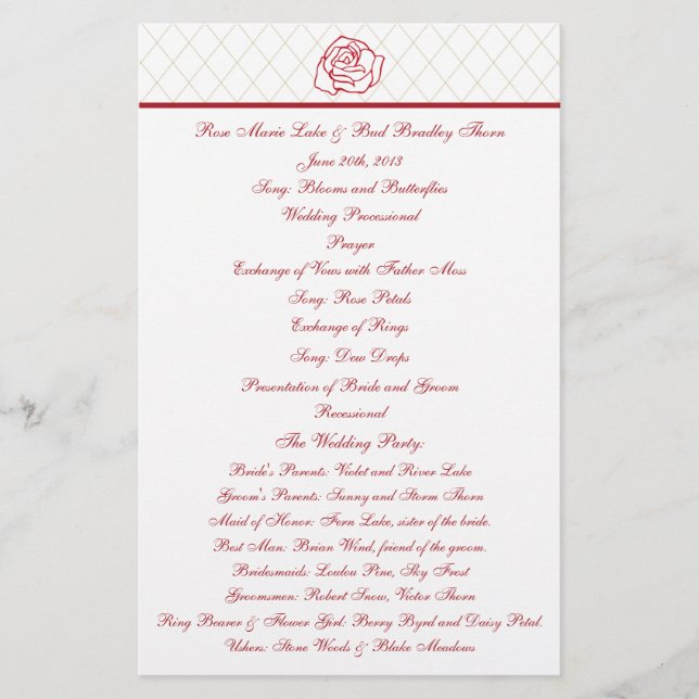 Programa de Casamento Rosa (Frente)