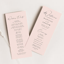 Programa de Casamento Rosa Bege Moderno e Elegante