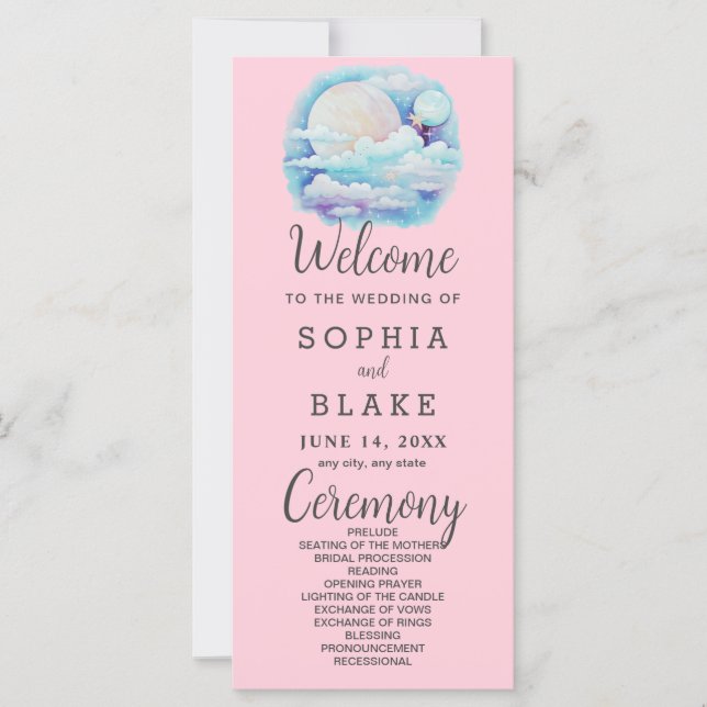 Programa de Casamento Rosa das Estrelas Celestiais (Frente)